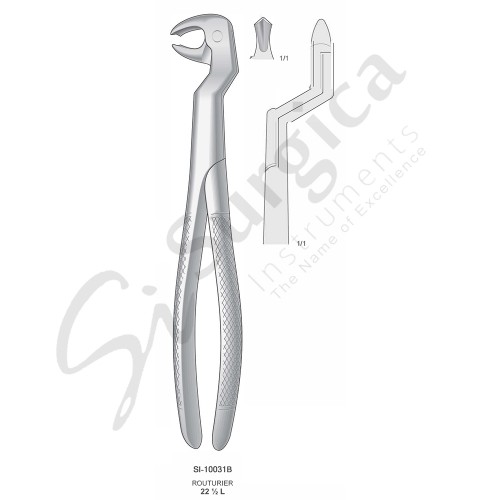 Extracting Forceps, English Pattern ROUTURIER 22 ½ L Lower Molars and Wisdom Teeth, Left