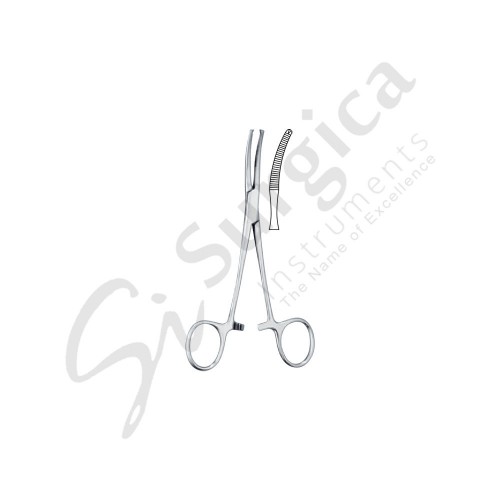 Baby-Mikulicz Clamp And Peritoneal Forceps Curved 14 cm Teeth 1 x 2